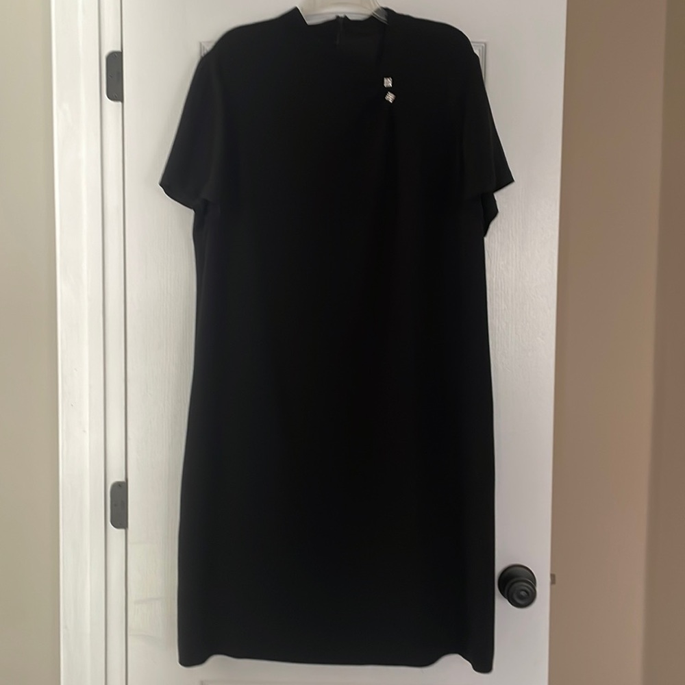 Talbots Woman Little Black Dress with Decorative Buttons at Collar Size 18W
